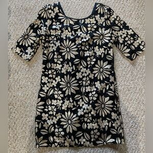 Black and gold floral sequin minidress, US 8